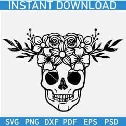  Floral Bouquet Crown Skull  SVG