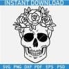 Skull with Rose Flowers forehead SVG