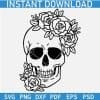 Happy Skull with Rose Flowers  SVG
