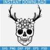 Skull with Flowers and horns SVG