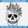 Happy Skull with Flowers Silhouette SVG