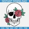 Colored Rose Flowers Skull SVG