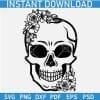Floral Skull Silhouette SVG