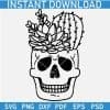 Skull with Cactus Flowers SVG