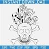 Skull With Wild Flowers Cross Bones SVG