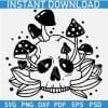 Floral Skull with mushrooms Silhouette SVG
