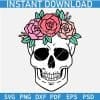 Skull With Color Rose Floral Crown SVG