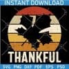 Thankful oak Leaf Retro Circle SVG