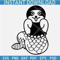 Mermaid Sloth Silhouette SVG