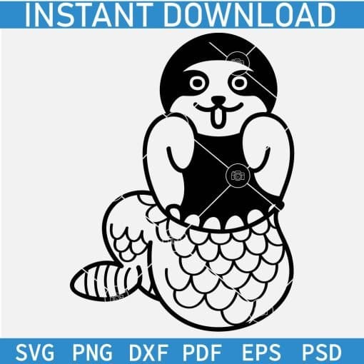 Mermaid Sloth Silhouette SVG