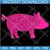 Floral Pink Pig SVG