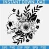Laughing Floral Skull Silhouette SVG