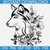 Floral Wolf SVG