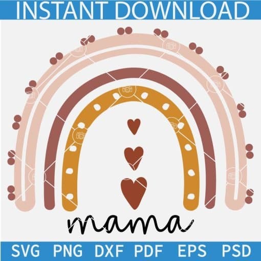 Mama Boho Rainbow with heart Symbol SVG
