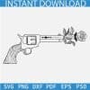 Floral Pistol Sketch SVG