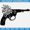  Pistol with Flowers Silhouette SVG