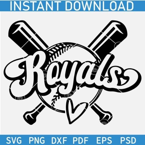 Royals baseball ball and Hit Sticks SVG