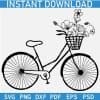  Bike outline with flowers in front basket SVG