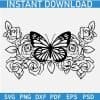 Butterfly with Rose Flowers SVG