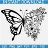  Half Flowers Half Butterfly SVG