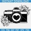 Floral Camera Heart Symbol SVG