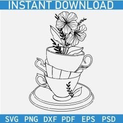 Floral Cup Vase SVG