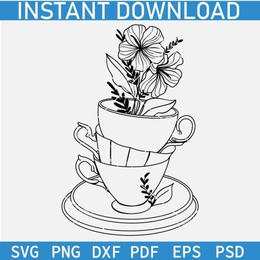 Floral Cup Vase SVG
