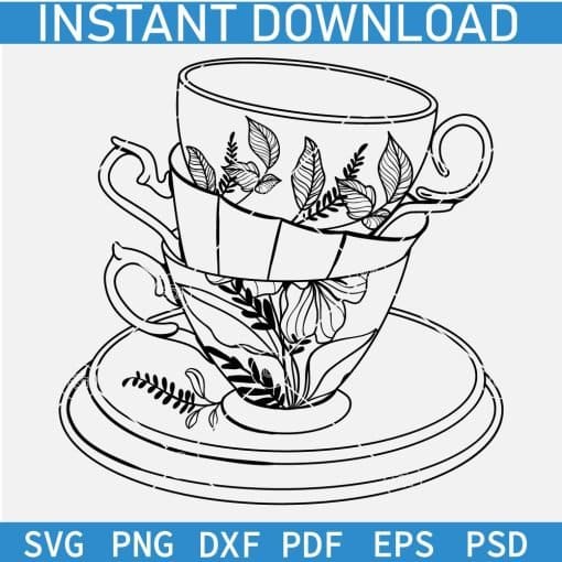 Floral Coffee Cup SVG