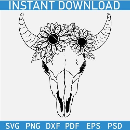 Floral Cow Skull  SVG