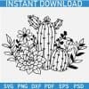 Floral Cactus Vector SVG