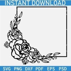 Floral Square Frame SVG
