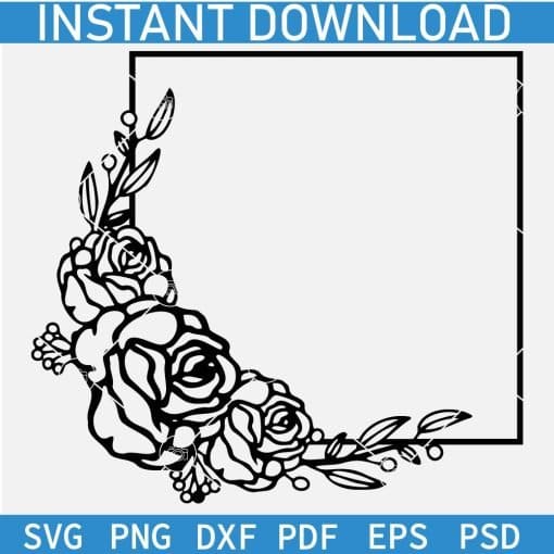 Floral Square Frame SVG
