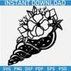 Floral Achatina snail Shell silhouette SVG