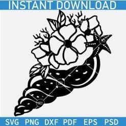 Floral Achatina snail Shell silhouette SVG