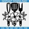 Floral Chef Tools Silhouette SVG