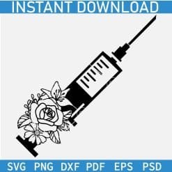Floral Syringe with Needle SVG