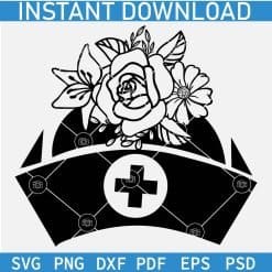 Floral Nurse Hat SVG