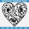 Rose Flower Heart Symbol Outline SVG