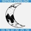 Celestial Moon with Mountain Landscape SVG