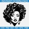 Strong Beautiful Black women Face with earrings SVG