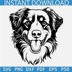 Australian Shepherd Dog Head SVG