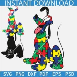 Autism Awareness Pluto SVG, Pluto Dog Autism Puzzle SVG, Autism Awareness Pluto SVG