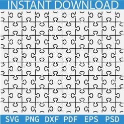 Autism Puzzle Checkerboard Line Art SVG, Autism Awareness Puzzle Transparent SVG