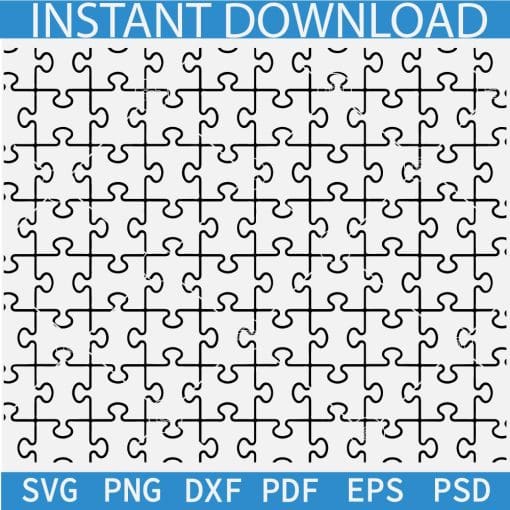 Autism Puzzle Checkerboard Line Art SVG, Autism Awareness Puzzle Transparent SVG