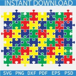 Autism Puzzle colored SVG, Autism Awareness Puzzle SVG, Autism Puzzle Checkerboard SVG