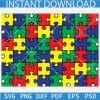Autism Puzzle Checkerboard SVG, Autism Puzzle colored SVG, Autism Awareness Puzzle SVG