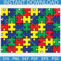 Autism Puzzle Checkerboard SVG, Autism Puzzle colored SVG, Autism Awareness Puzzle SVG