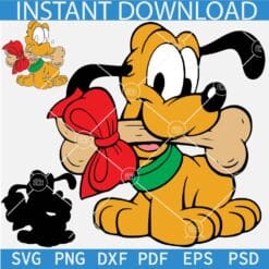 Baby Pluto Biting Bone Layered SVG, Baby Pluto with Bow SVG, Baby Pluto Bow and Bone SVG