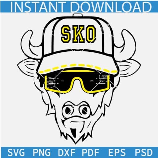 Buffalo Colorado Mascot SVG, SKO Buffalo with Cap SVG, Colorado Buffaloes Football SVG