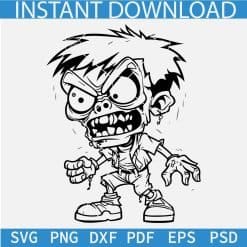 Zombie Boy Transparent Line art SVG